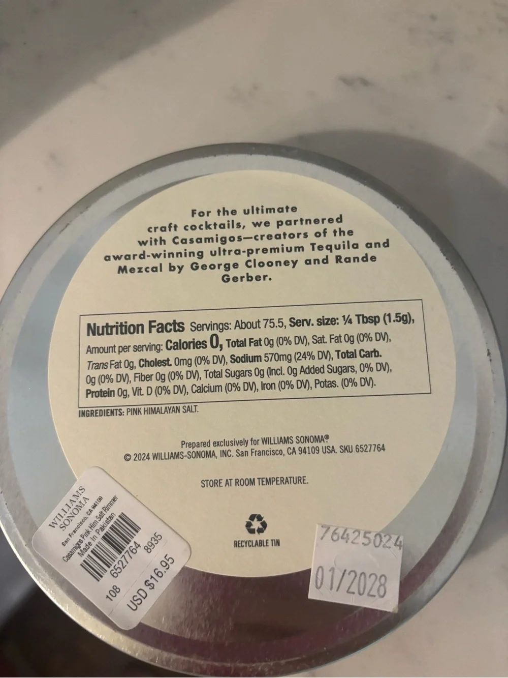 Williams Sonoma Pink Himalayan Salt Cocktail Rimmer Tin